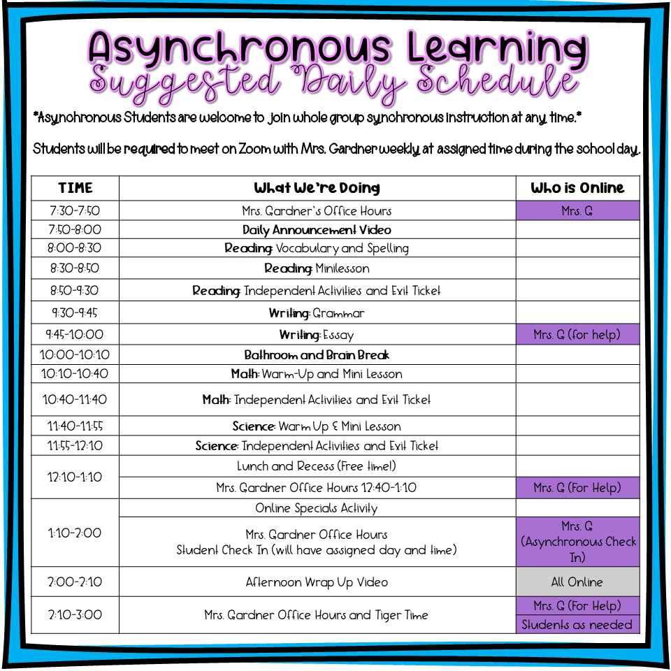 Asynchronous Suggested Learning Schedule