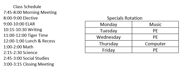 Schedule & Specials